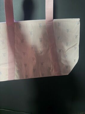 Victoria secret Pink Striped Tote Bag with Subtle Monogram Pattern